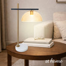 Giggly & Glinty Table Lamp Metal & Glass Shade Marble Finish Mid-Century Design