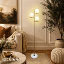 Giddy & GD Floor Lamp Gold Metal Finish Glass Ball Shades Mid-Century Modern Design