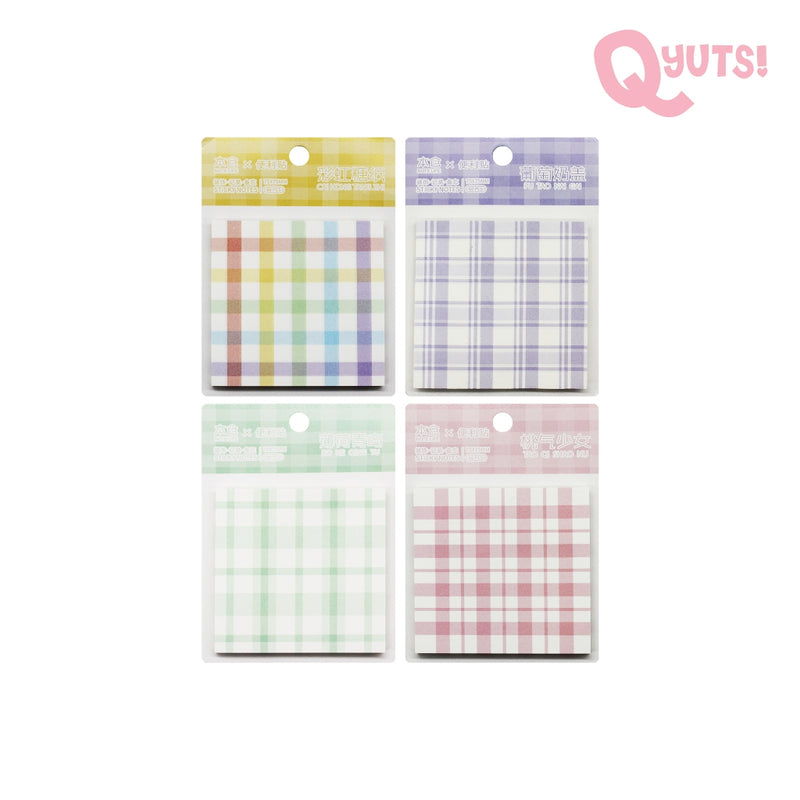 Pastel Plaid Colors Or Hearts Sticky Note