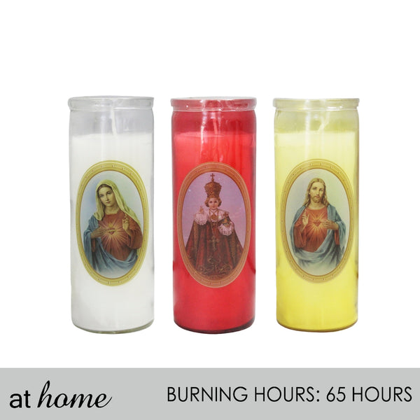 Religious Unscented Pillar Candle