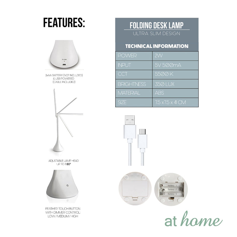 [BOGO] AT HOME Lamps DSO Dimmable LED 3 Level Daylight Desk Lamp Touch USB Modern Slim