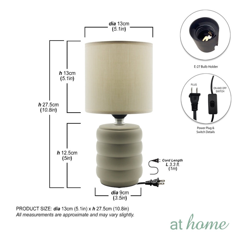 At Home Zivon Nordic Ceramic Table Lamp Linen Shade, Modern Warm Light, For Home & Office