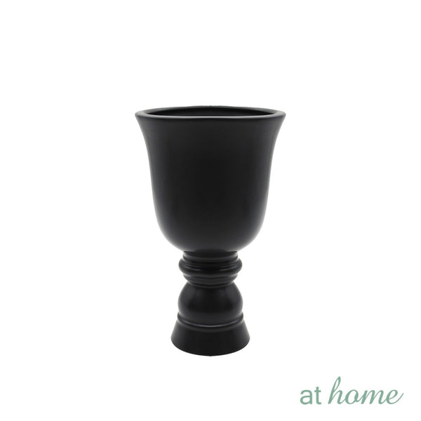 At Home Topaz Dolomite Black Decorative Planter, Indoor Tabletop Display or Garden Accessories