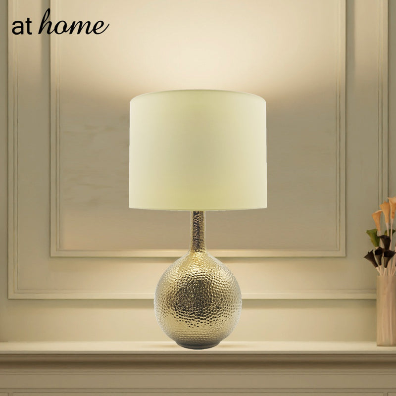 AT HOME Table Lamp Gomo/Gas Nordic Metal Lamp Linen Shade, Modern Warm Light, Night Light, Bedroom