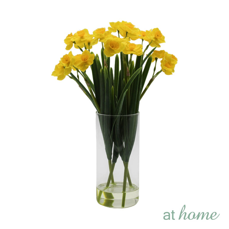 AT HOME Artificial Glass Potted Plant 1pc Hazona – Nordic Home Office Decoration, For Tabletop Shelf