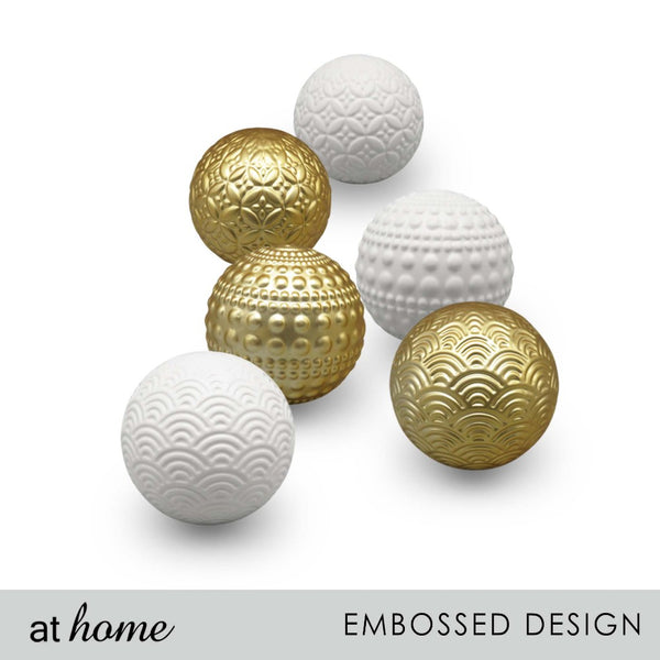 Rahi 1pc Ceramic Ball/Sphere At Home White/Gold Nordic Decor Ball For Bowl Vases Living Dining