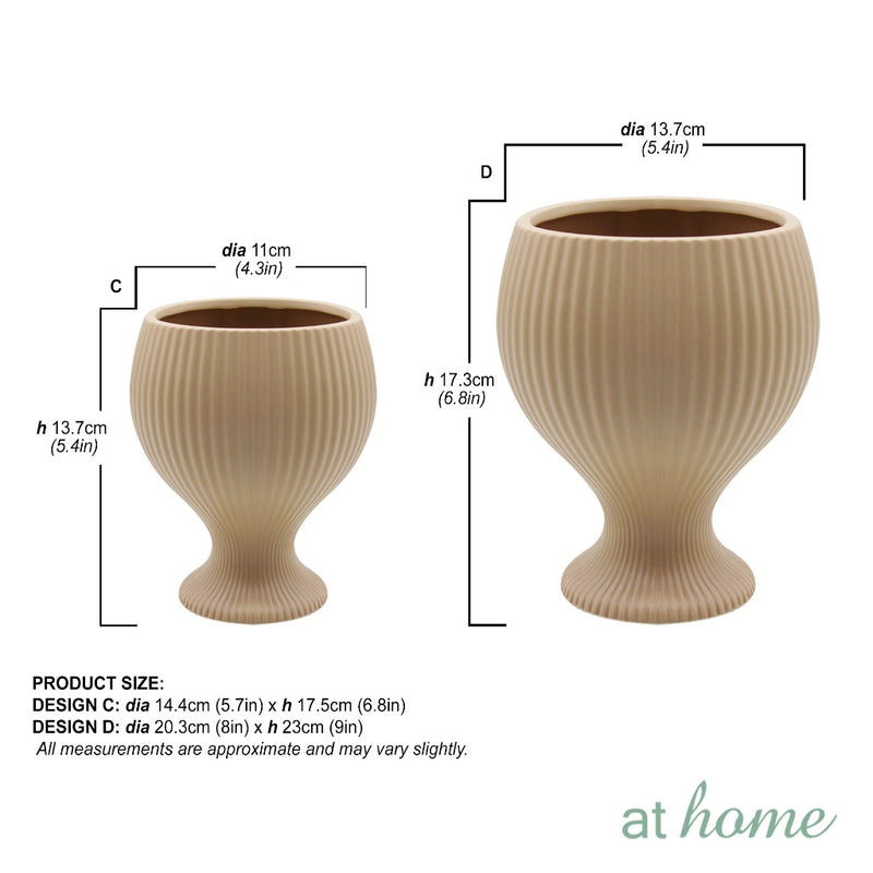 At Home Tamara Dolomite Taupe Decorative Planter, Indoor Tabletop Display, Home Gardening