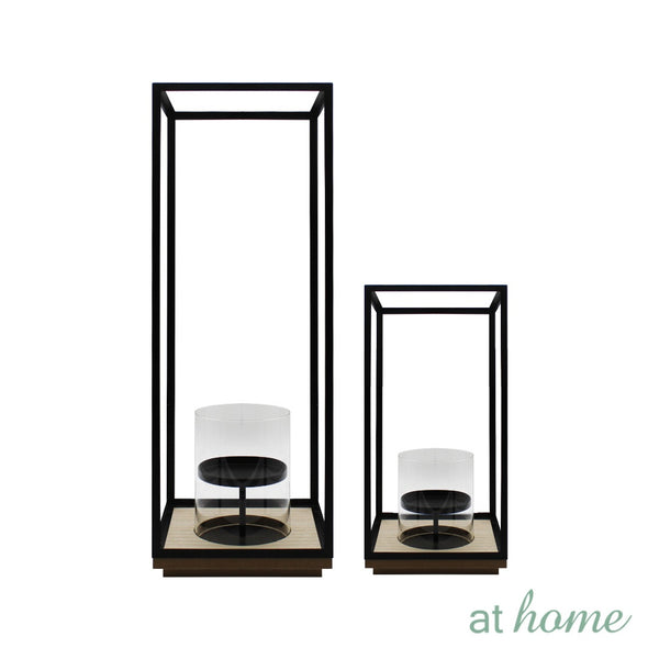 At Home Waylon Nordic Metal Lantern Pillar Candle Holder, Home Décor, Tabletop