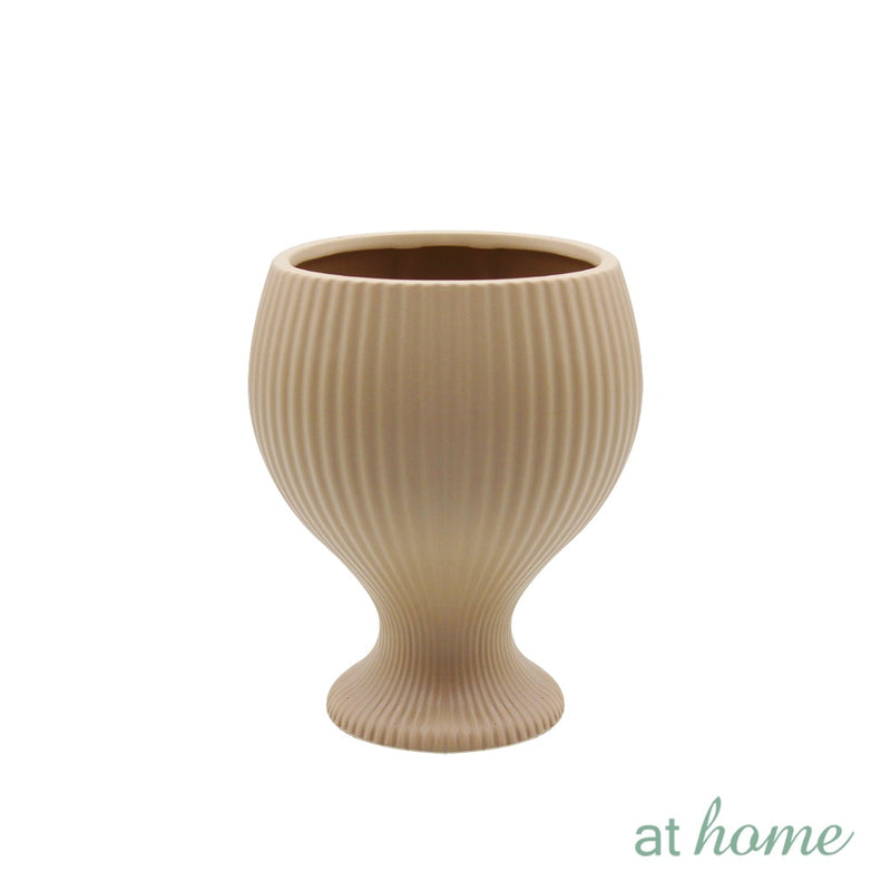 At Home Tamara Dolomite Taupe Decorative Planter, Indoor Tabletop Display, Home Gardening