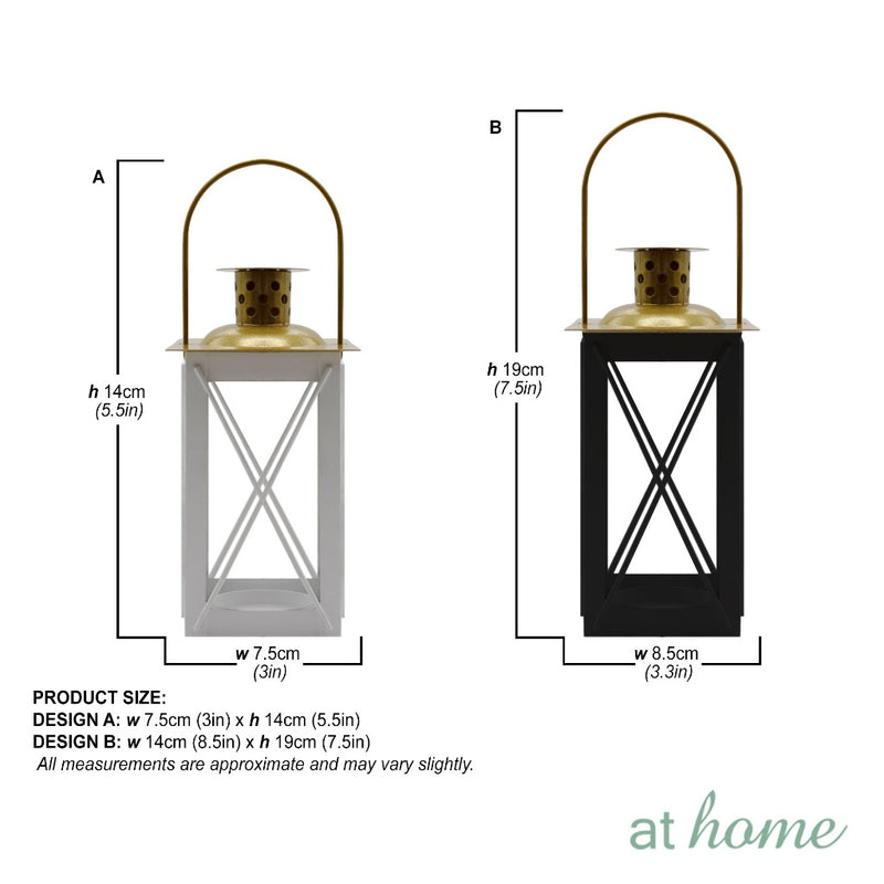 At Home Remi Nordic Metal Lantern Tealight Candle Holder, Home Décor, Hanging or Tabletop