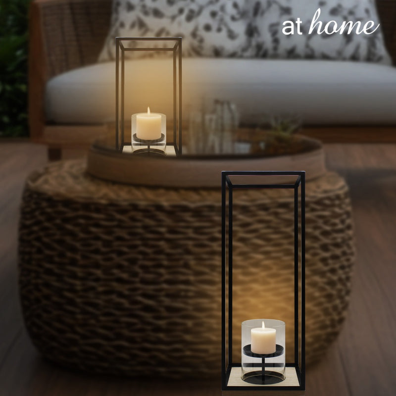 At Home Waylon Nordic Metal Lantern Pillar Candle Holder, Home Décor, Tabletop