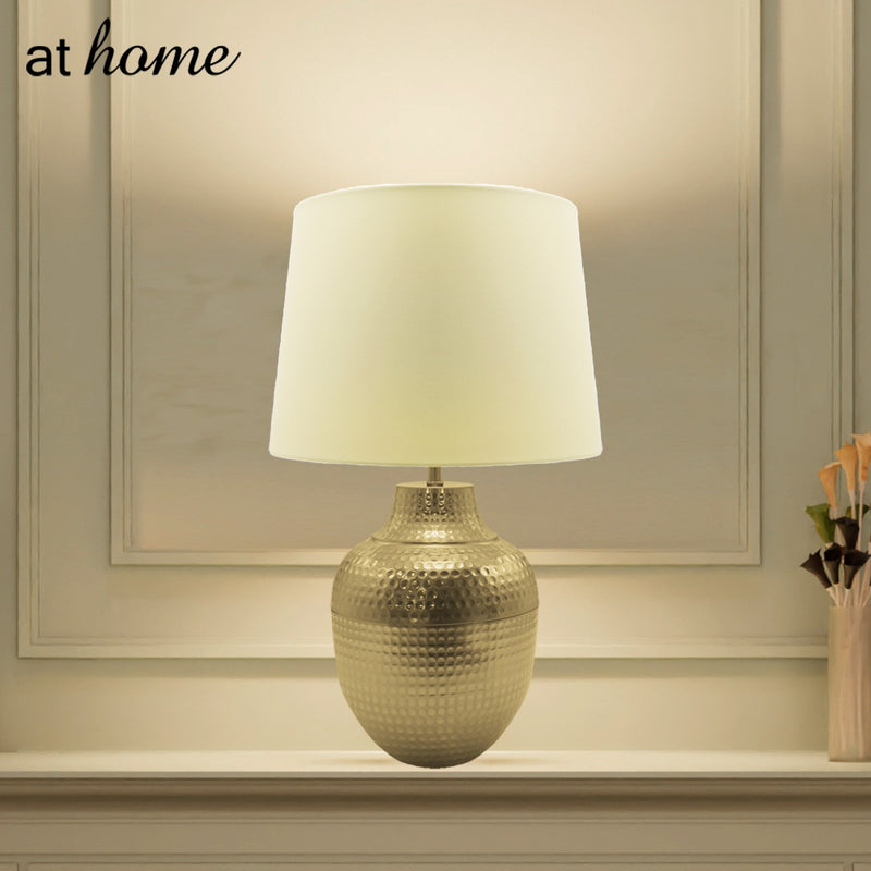 AT HOME Table Lamp Gomo/Gas Nordic Metal Lamp Linen Shade, Modern Warm Light, Night Light, Bedroom