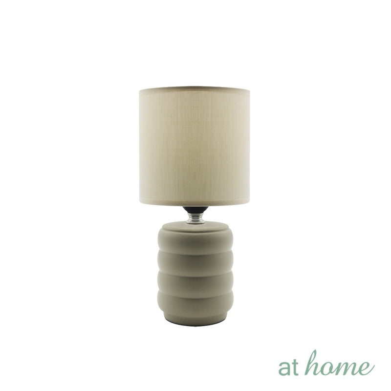 At Home Zivon Nordic Ceramic Table Lamp Linen Shade, Modern Warm Light, For Home & Office