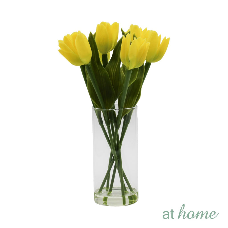 AT HOME Artificial Glass Potted Plant 1pc Hazona – Nordic Home Office Decoration, For Tabletop Shelf