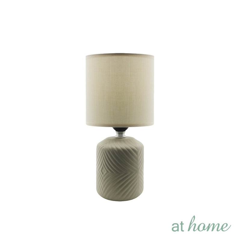 At Home Zivon Nordic Ceramic Table Lamp Linen Shade, Modern Warm Light, For Home & Office