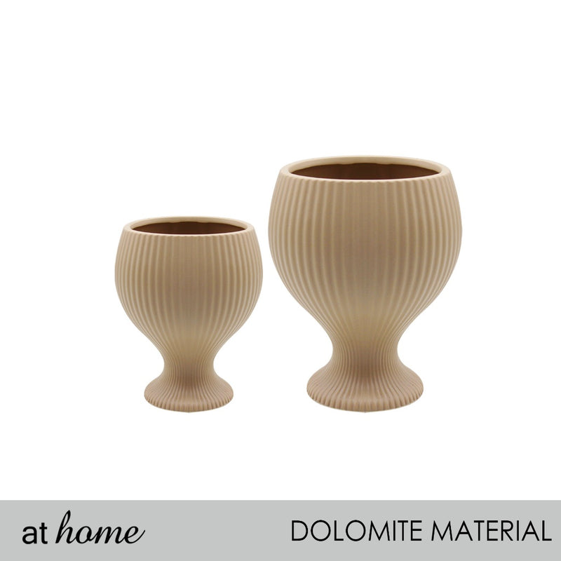 At Home Tamara Dolomite Taupe Decorative Planter, Indoor Tabletop Display, Home Gardening