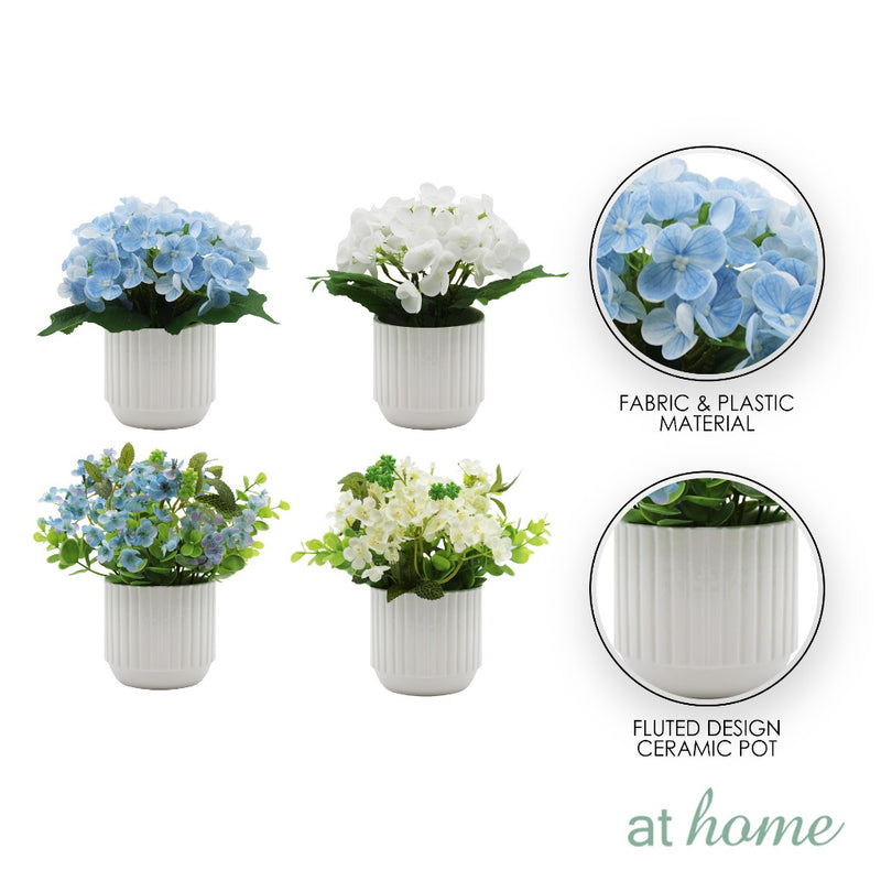 At Home 1pc Hydrangea Artificial Potted Plant – Nordic Home Office Decoration, For Tabletop Shelf