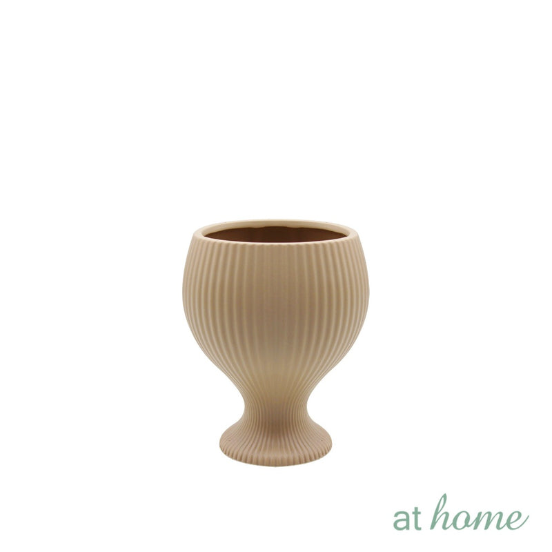 At Home Tamara Dolomite Taupe Decorative Planter, Indoor Tabletop Display, Home Gardening