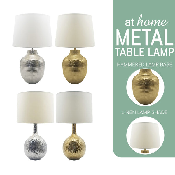 AT HOME Table Lamp Gomo/Gas Nordic Metal Lamp Linen Shade, Modern Warm Light, Night Light, Bedroom