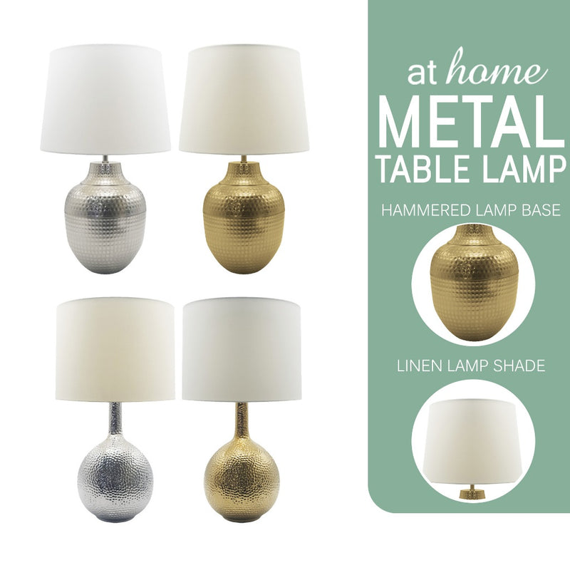 AT HOME Table Lamp Gomo/Gas Nordic Metal Lamp Linen Shade, Modern Warm Light, Night Light, Bedroom