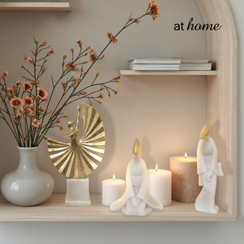 Soldier/Lady White and Gold Polyresin