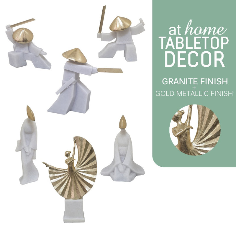 Soldier/Lady White and Gold Polyresin