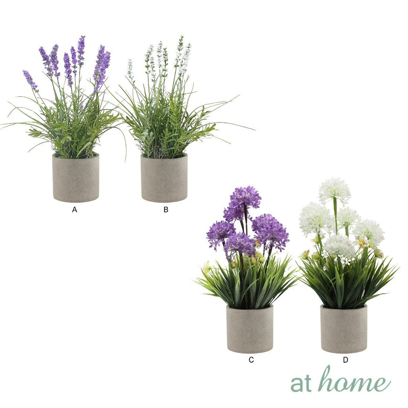 At Home Xylina Lavender and Xavienna Dandelion Flower Potted Plant Home Office, Living Room Décor