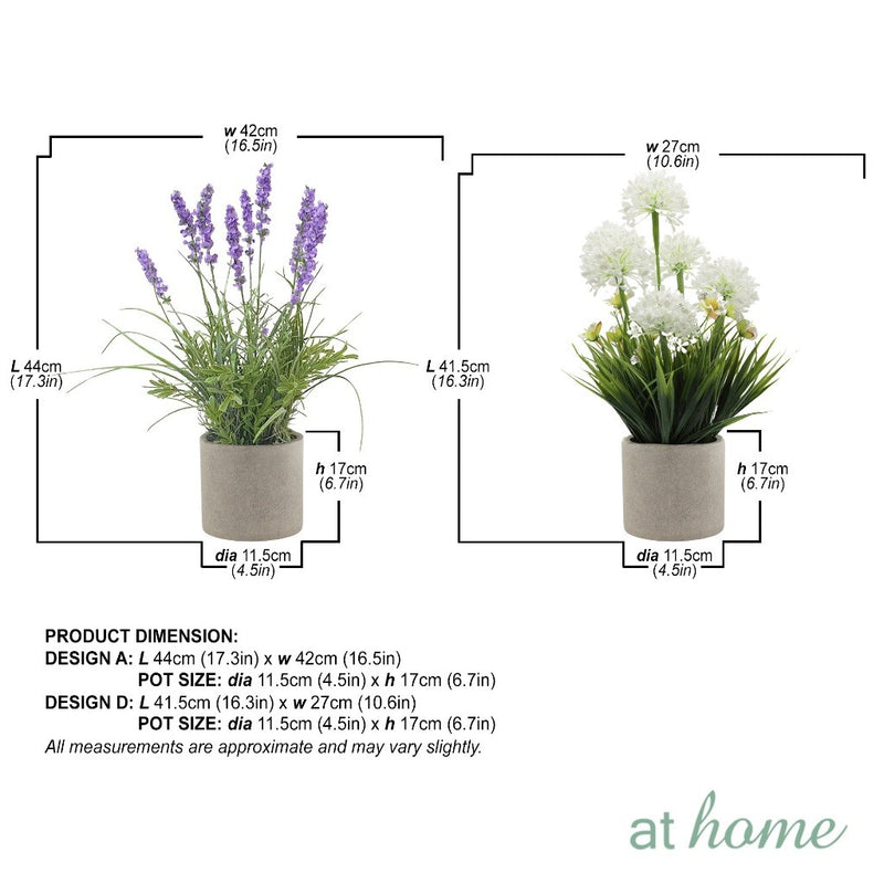 At Home Xylina Lavender and Xavienna Dandelion Flower Potted Plant Home Office, Living Room Décor