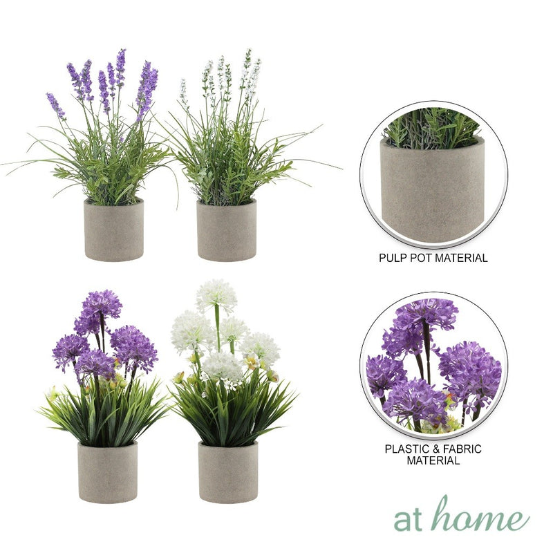 At Home Xylina Lavender and Xavienna Dandelion Flower Potted Plant Home Office, Living Room Décor