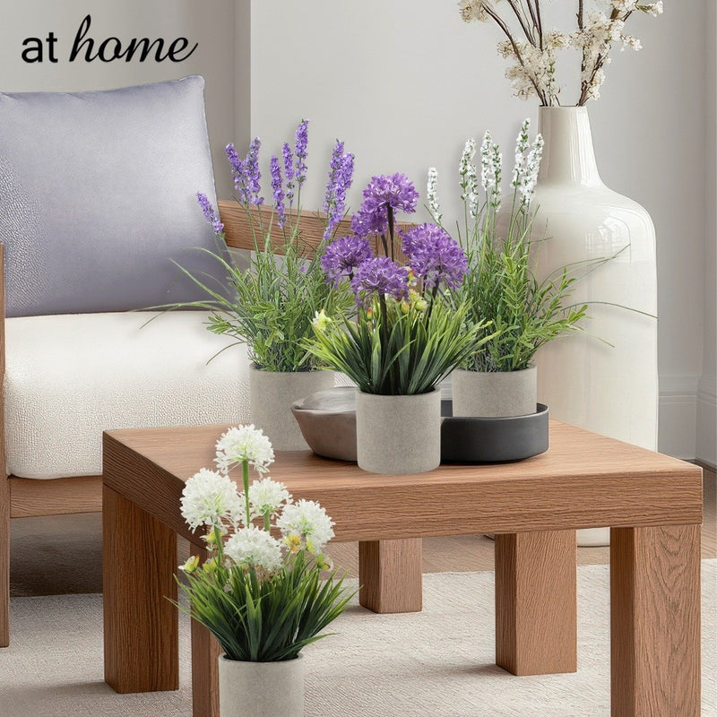 At Home Xylina Lavender and Xavienna Dandelion Flower Potted Plant Home Office, Living Room Décor