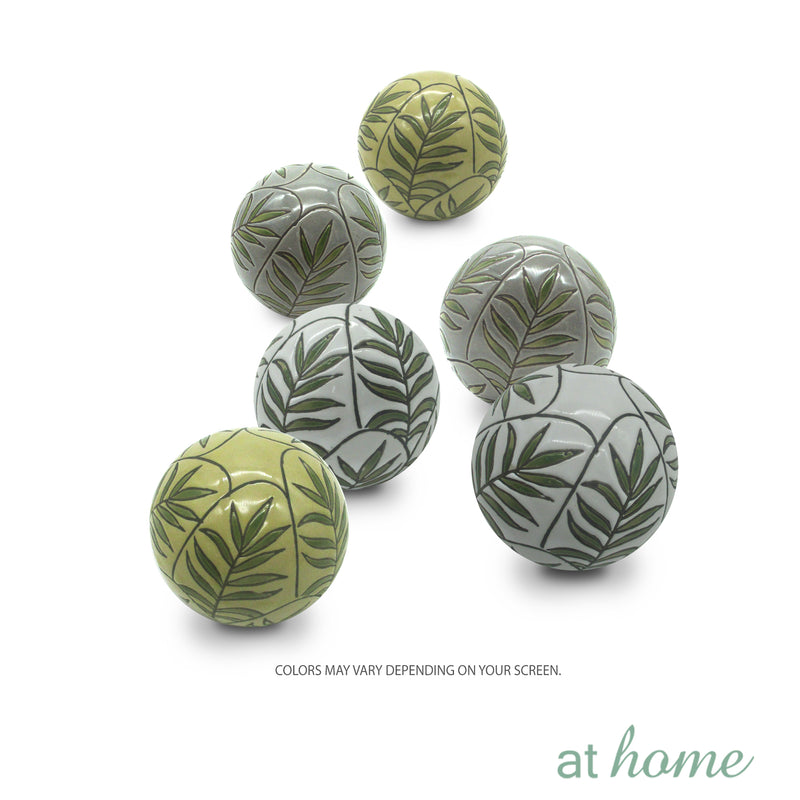 Ceramic Spheres Palm Leaf Design Decor Ball - Sunstreet