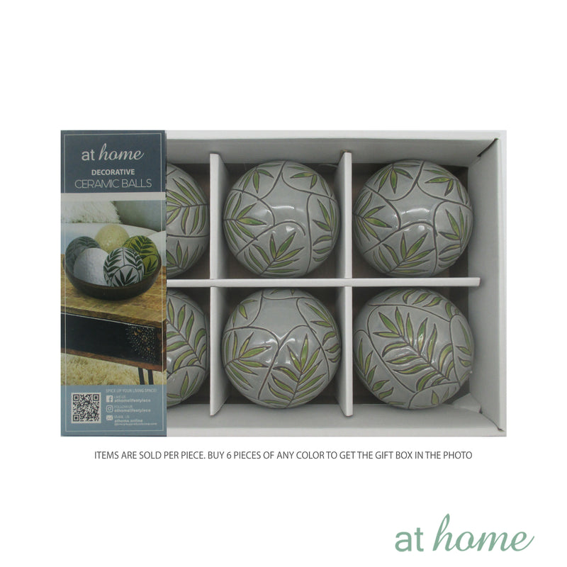 Ceramic Spheres Palm Leaf Design Decor Ball - Sunstreet