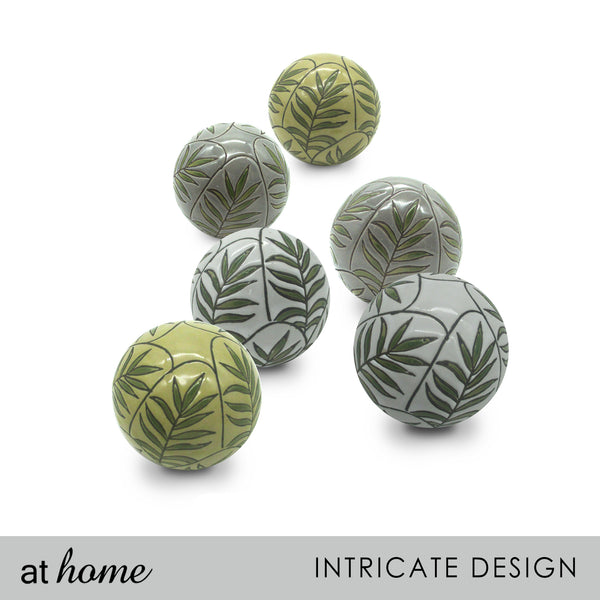 Ceramic Spheres Palm Leaf Design Decor Ball