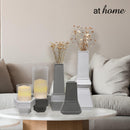 Deluxe Luke Ceramic Candle Holder w/ Hexagon Base & Removable Glass Cover