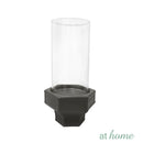 Deluxe Luke Ceramic Candle Holder w/ Hexagon Base & Removable Glass Cover