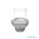 Deluxe Luke Ceramic Candle Holder w/ Hexagon Base & Removable Glass Cover