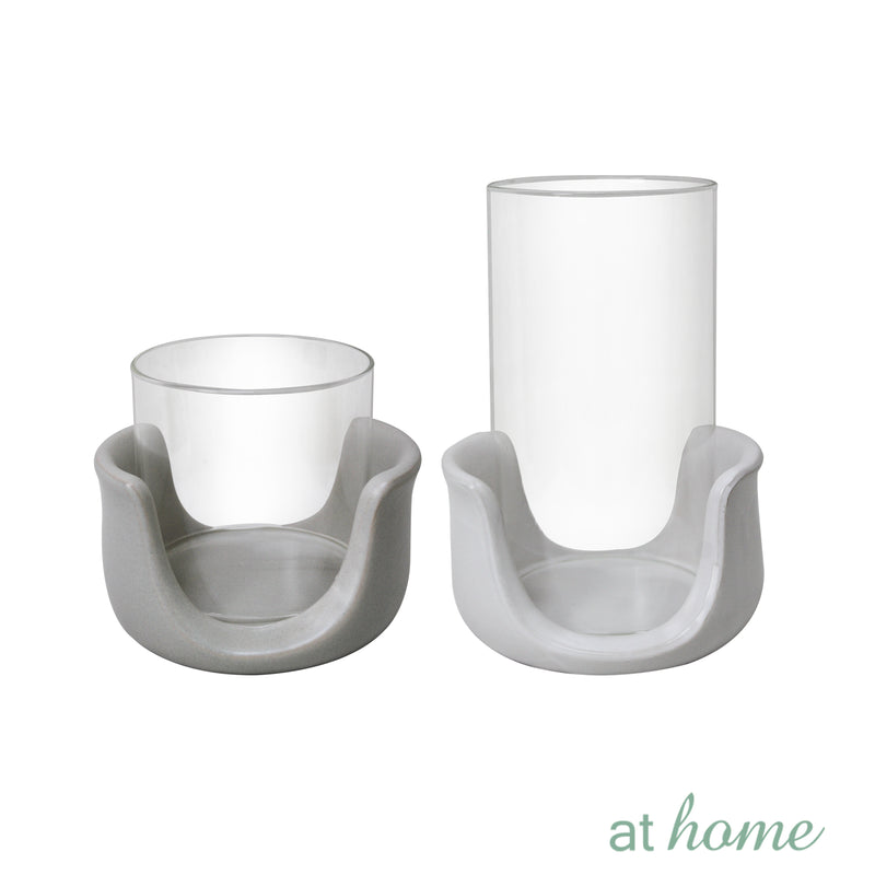 Deluxe Liam Ceramic Candle Holder with Removable Glass