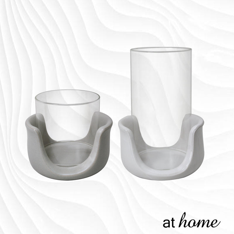 Deluxe Liam Ceramic Candle Holder with Removable Glass