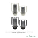 Deluxe Silvanna Metal Pillar Candle Holder w/ Glass Jar