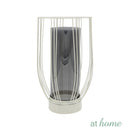 Deluxe Silvanna Metal Pillar Candle Holder w/ Glass Jar