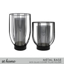 Deluxe Silvanna Metal Pillar Candle Holder w/ Glass Jar