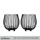 Deluxe Sonya Set of 2 Metal Tealight Candle Holder w/ Glass