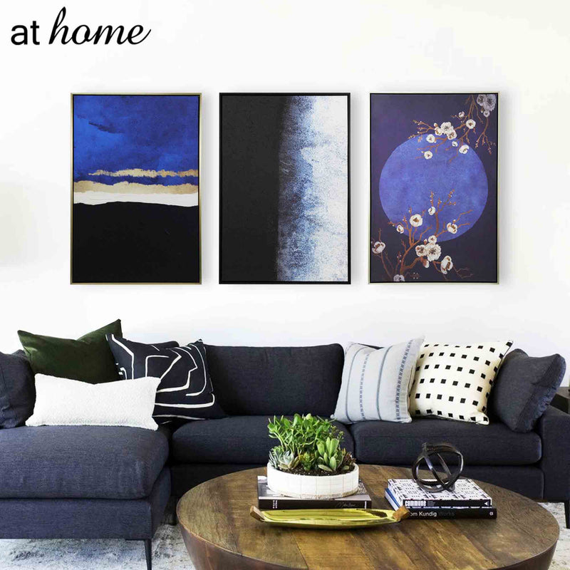 Blue Abstract & Moon Frame Painting Wall Art Decoration
