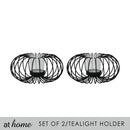 Deluxe Sana Set of 2 Metal Tealight Candle Holder w/ Glass