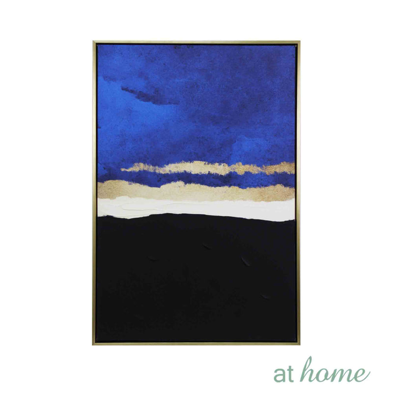 Blue Abstract & Moon Frame Painting Wall Art Decoration