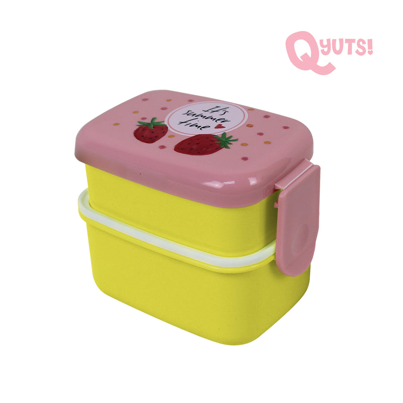 Fruity Mini Lunch Box w/ Fork Stackable 2 Layer Food Container