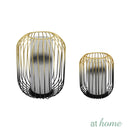 Deluxe Two Tone Metal Candle Holder With Removable Glass Jar