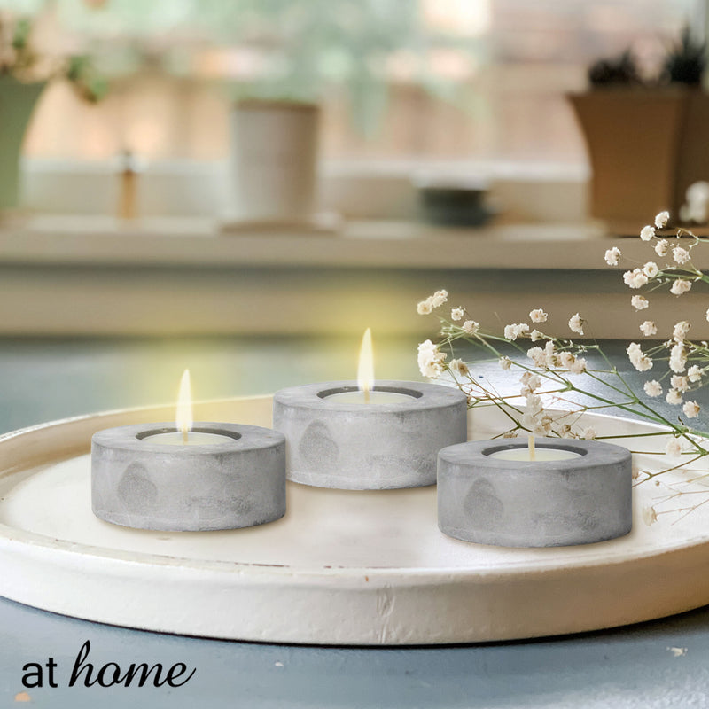 Deluxe Set of 3 Soraya Cement Tealight Candle Holder