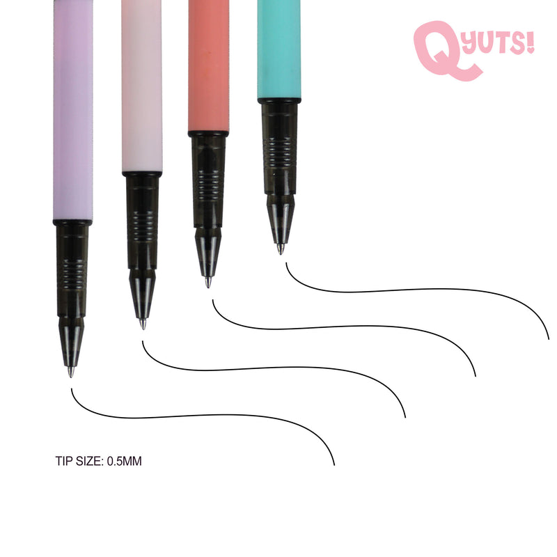 Set of 4 Rainbow Pastel Gel Pen w/ Black Ink