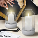 Deluxe Sonya Cement Candle Holder Home Decor w/ Glass